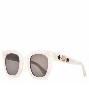 - GUCCI Round Frame Star Sunglasses GG0208S CREAM COLORED